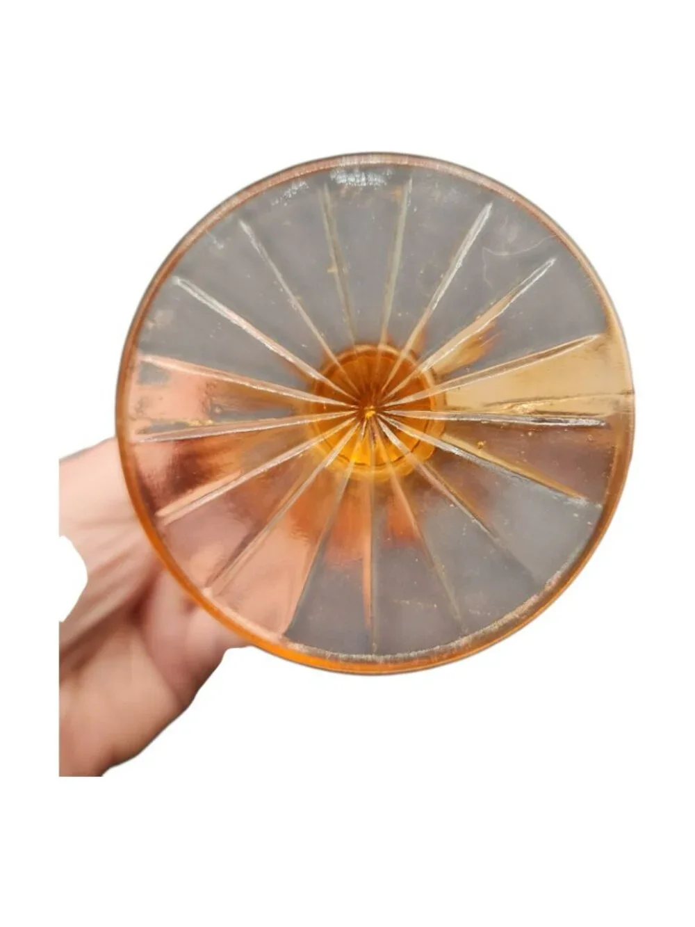 Stretch Art Glass Blush Pink Iridescent Fan Vase 5.25
